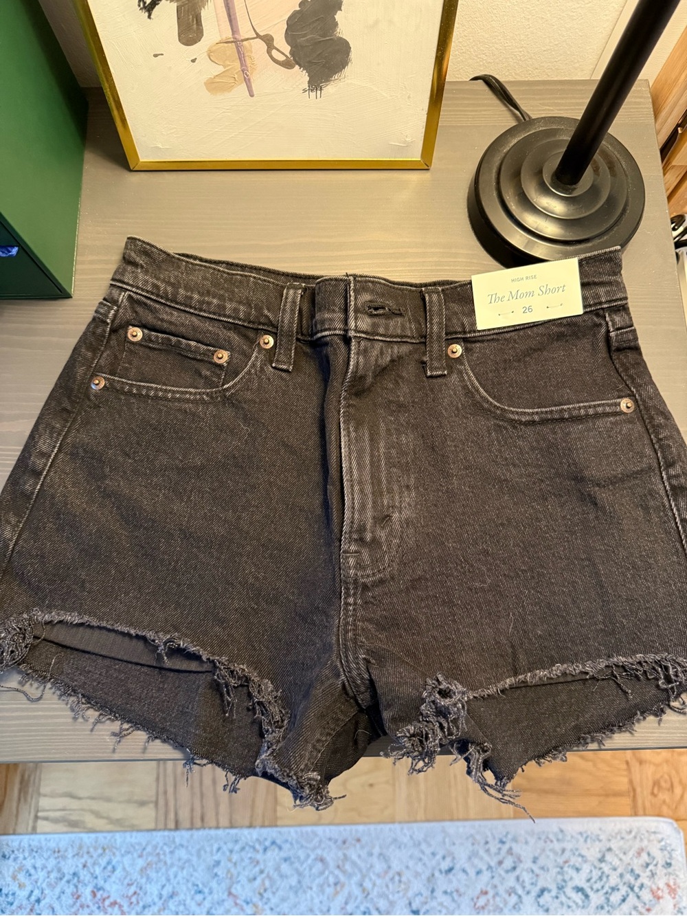 Abercrombie & Fitch Black Distressed Mom Jean Shorts